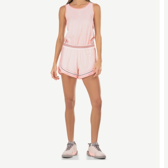 K-Swiss Cross Court Pink Stripe Tennis Romper Size Medium - Picture 3 of 10